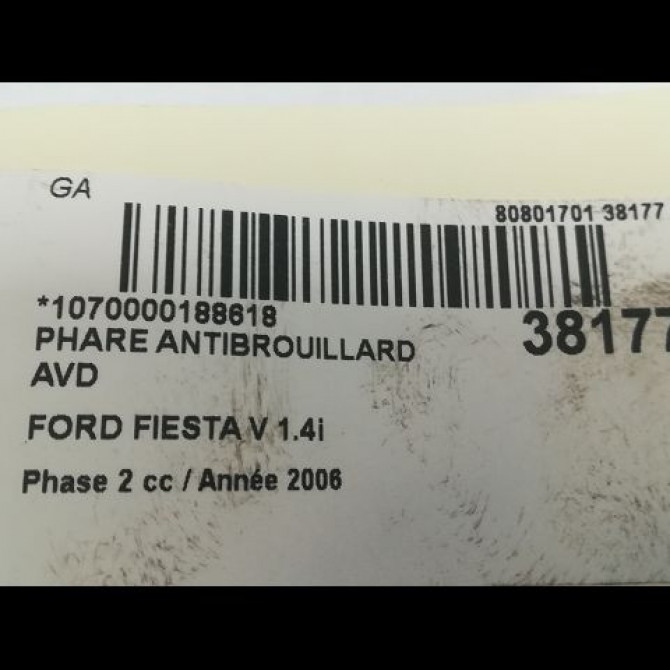 Phare antibrouillard avant droit occasion FORD FIESTA V Phase 2 10-2005->10-2008 1.4i 1151754 3