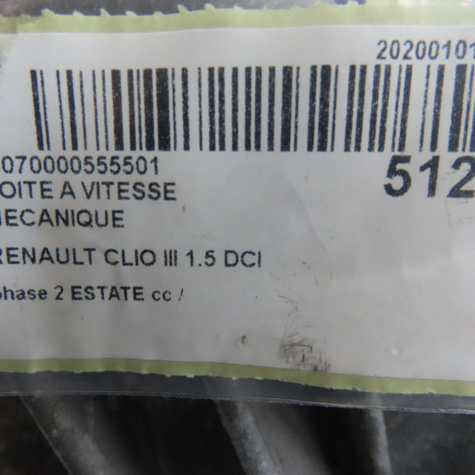 Boîte à vitesse mecanique occasion RENAULT CLIO III phase 2 ESTATE 03-2009->12-2014 1.5 DCI 85ch 7711368109 6