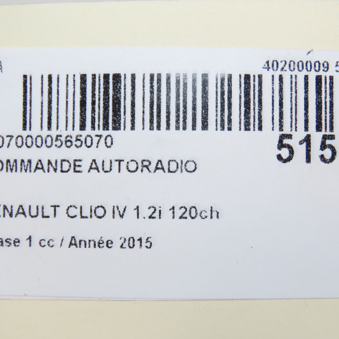 Commande autoradio occasion RENAULT CLIO IV Phase 1 07-2012->... 1.2i 120ch 5