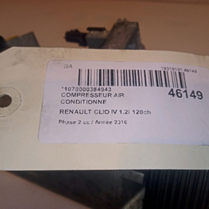 Compresseur air conditionne occasion RENAULT CLIO IV Phase 2 08-2016->... 1.2i 120ch 926007953R 4