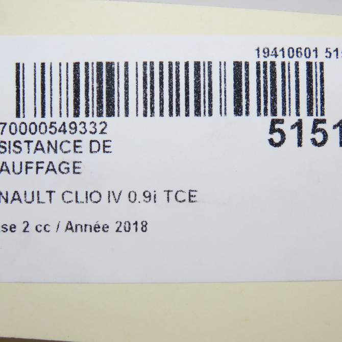Resistance de chauffage occasion RENAULT CLIO IV Phase 2 08-2016->... 0.9i TCE 4