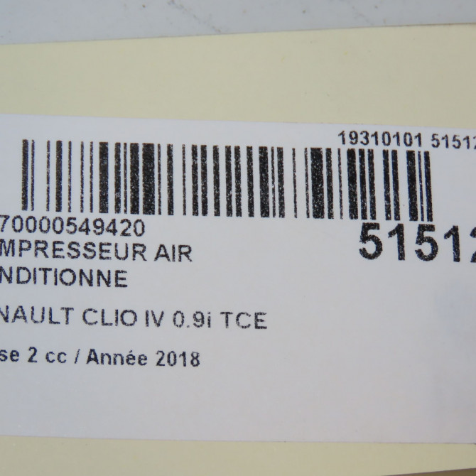 Compresseur air conditionne occasion RENAULT CLIO IV Phase 2 08-2016->... 0.9i TCE 8