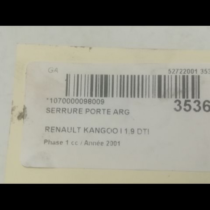 Serrure porte arg occasion RENAULT KANGOO I Phase 1 09-1997->06-2003 1.9 DTI 8v 80ch 8200051735 3