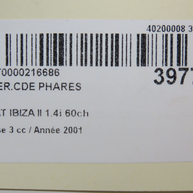Interrupteur commande de phares occasion SEAT IBIZA II Phase 3 09-1999->03-2002 1.4i 60ch 6K1941531AL56J 5