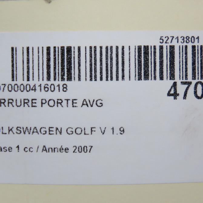 Serrure porte avg occasion VOLKSWAGEN GOLF V Phase 1 11-2003->10-2008 1.9 TDI 105ch 3D1837015AB 6