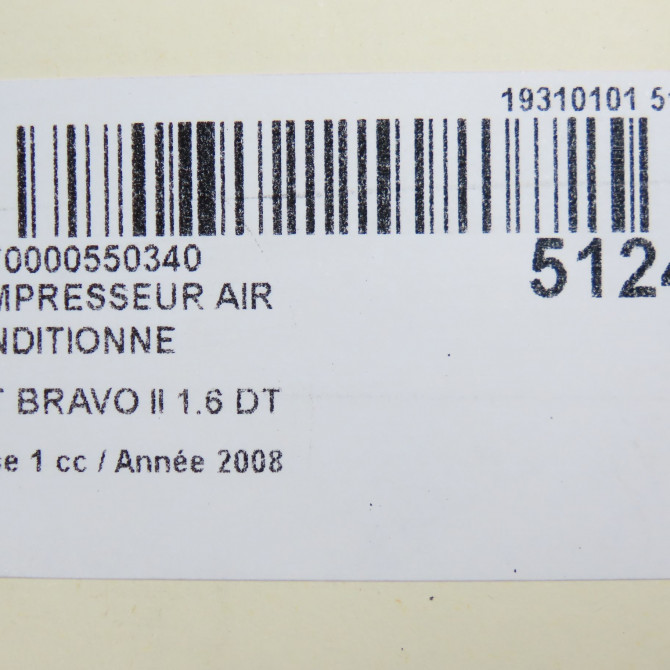 Compresseur air conditionne occasion FIAT BRAVO II BRAVO II Phase 1 2007-03-01->2011-12-31 1.6 DT MULTIJET 16v 105ch 55701201 8