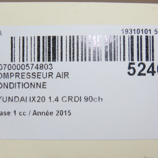 Compresseur air conditionne occasion HYUNDAI IX20 Phase 1 10-2010->... 1.4 CRDI 90ch 977012K001 8