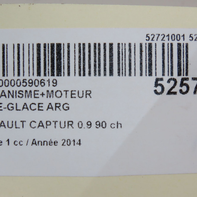 Mecanisme+moteur leve-glace arg occasion RENAULT CAPTUR Phase 1 02-2013->... 0.9 90 ch 827012973R 7