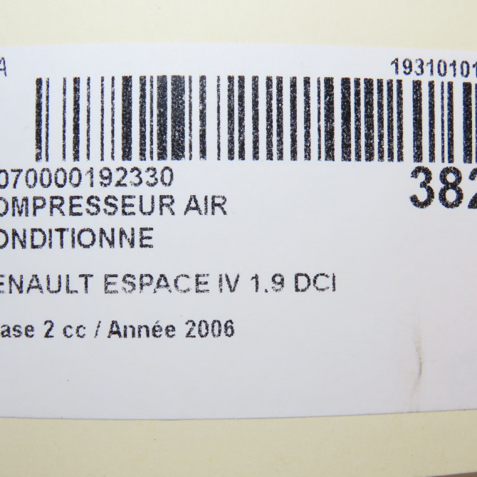 Compresseur air conditionne occasion RENAULT ESPACE IV Phase 2 03-2006->07-2012 1.9 DCI 8v 120ch 8200885261 8