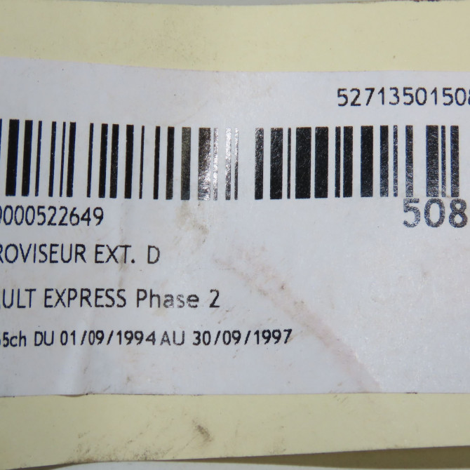 Retroviseur exterieur manuel droit occasion RENAULT EXPRESS Phase 2 09-1994->09-1997 1.9 D 55ch 6001030197 7