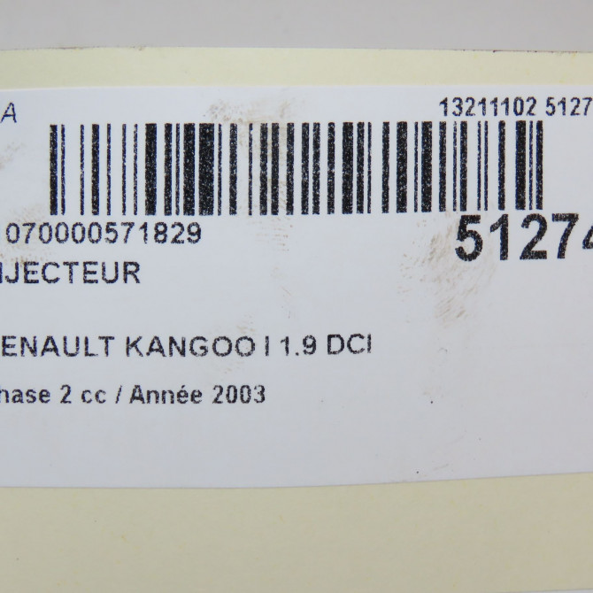 Injecteur occasion RENAULT KANGOO I Phase 2 03-2003->06-2010 1.9 DCI 8v 85ch 8200100696 5