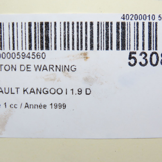 Bouton de warning occasion RENAULT KANGOO I Phase 1 09-1997->06-2003 1.9 D 55ch 320050701R 4