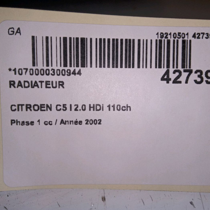 Radiateur occasion CITROEN C5 I Phase 1 03-2001->09-2004 2.0 HDi 110ch 133063 4