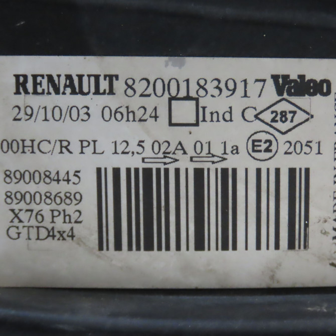 Phare gauche occasion RENAULT KANGOO I Phase 2 03-2003->06-2010 1.9 DCI 8v 85ch 260600286R 3