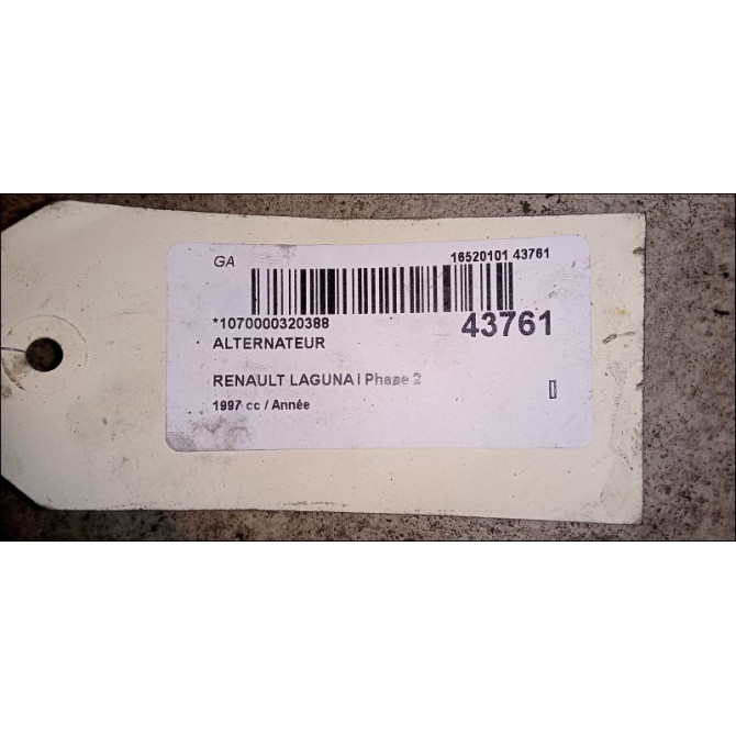 Alternateur occasion RENAULT LAGUNA I Phase 2 04-1998->11-2000 7700436626 5
