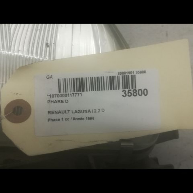 Phare droit occasion RENAULT LAGUNA I Phase 1 01-1994->04-1998 2.2 D 7701038264 3