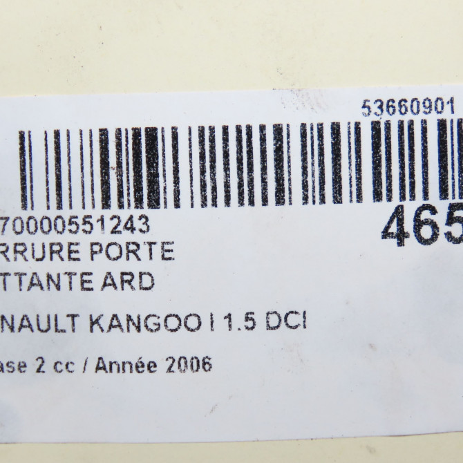 Serrure porte battante ard occasion RENAULT KANGOO I Phase 2 03-2003->06-2010 1.5 DCI 8v 60ch 5