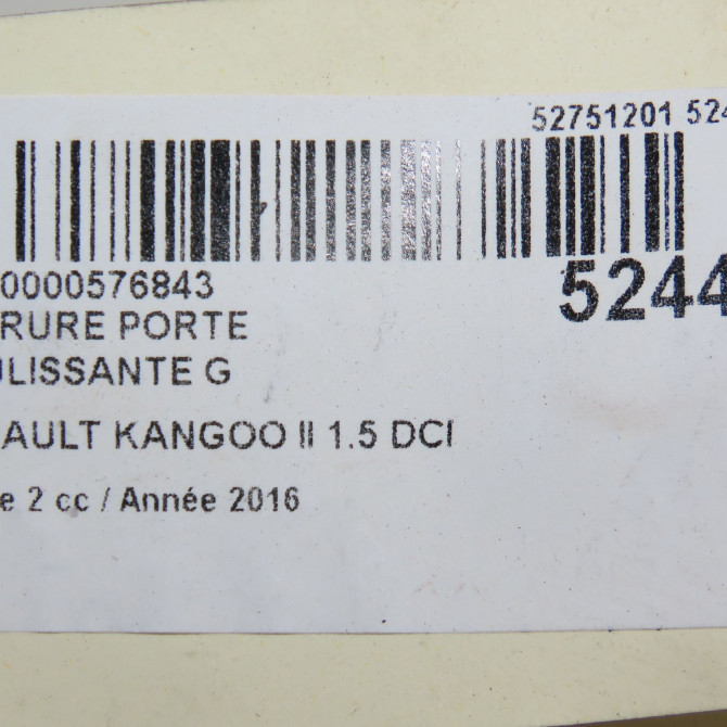 Serrure porte coulissante g occasion RENAULT KANGOO II Phase 2 01-2013->... 1.5 DCI 90ch 8200497774 8
