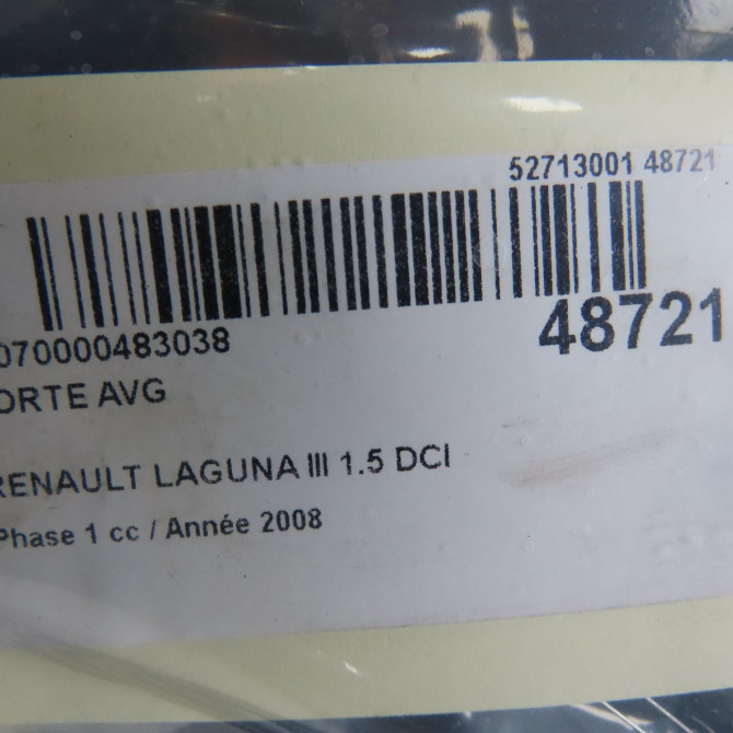 Porte avant gauche occasion RENAULT LAGUNA III Phase 1 10-2007->10-2010 1.5 DCI 801010025R 7
