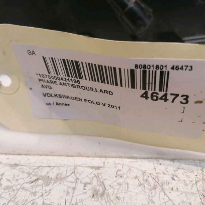 Phare antibrouillard avant gauche occasion VOLKSWAGEN POLO V POLO V Phase 1 2009-09-01->2014-05-31 1.6 TDI 90ch 5