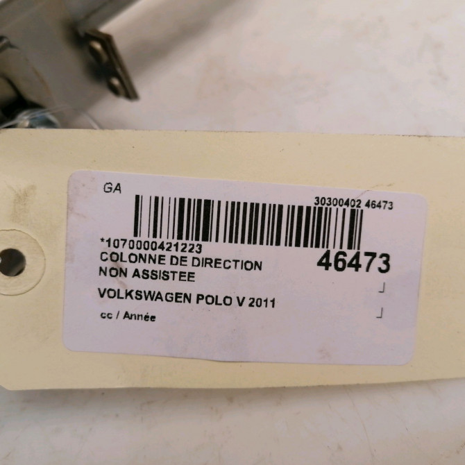 Colonne de direction non assistee occasion VOLKSWAGEN POLO V POLO V Phase 1 2009-09-01->2014-05-31 1.6 TDI 90ch 6R1419501FF 5