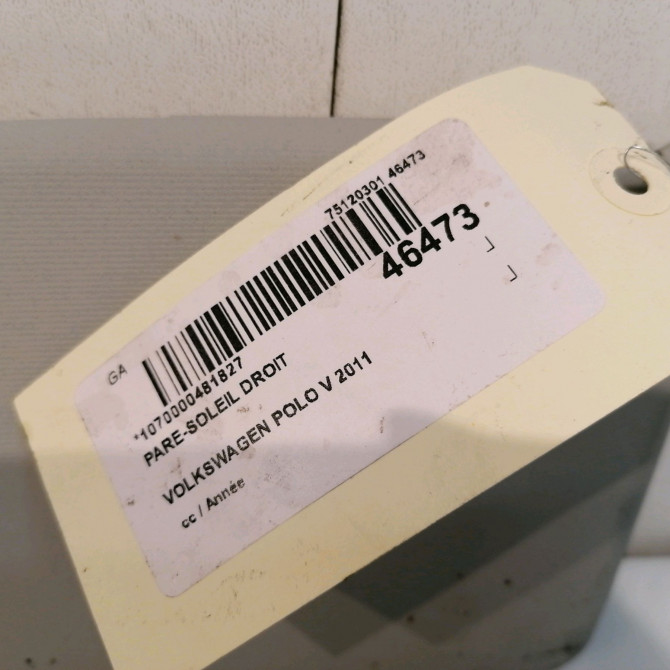 Pare-soleil droit occasion VOLKSWAGEN POLO V POLO V Phase 1 2009-09-01->2014-05-31 1.6 TDI 90ch 6R0857552AL2F4 4
