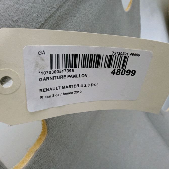 Garniture pavillon occasion RENAULT MASTER III Phase 2 06-2014->... 2.3 DCI 130ch 2