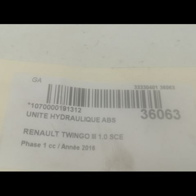 Unité hydraulique ABS occasion RENAULT TWINGO III Phase 1 06-2014->... 1.0 SCE 12v 70ch 3