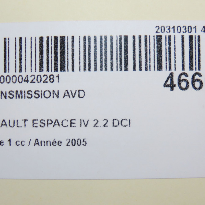 Transmission avant droite occasion RENAULT ESPACE IV Phase 1 09-2002->03-2006 2.2 DCI 8200439891 7