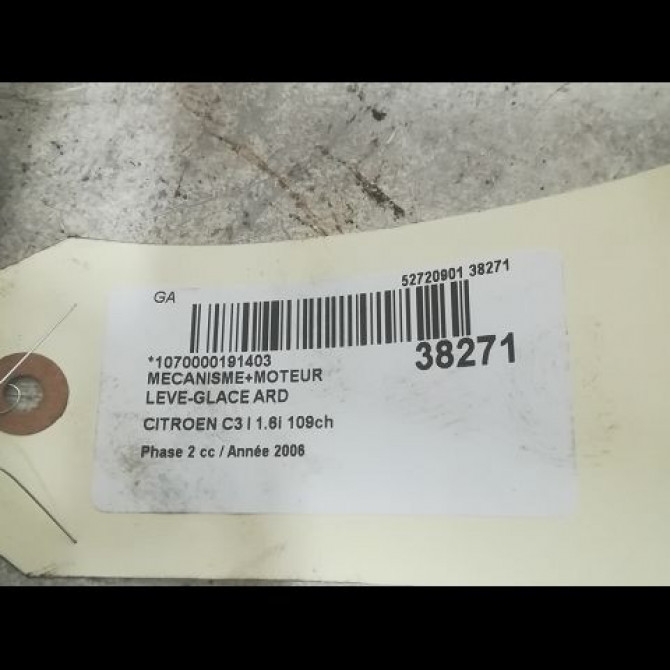 Mecanisme+moteur leve-glace ard occasion CITROEN C3 I Phase 2 10-2005->12-2010 1.6i 109ch 922487 3