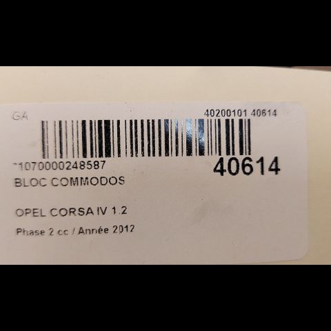Bloc commodos occasion OPEL CORSA IV Phase 2 01-2011->03-2015 1.2 TWINPORT 85ch 5