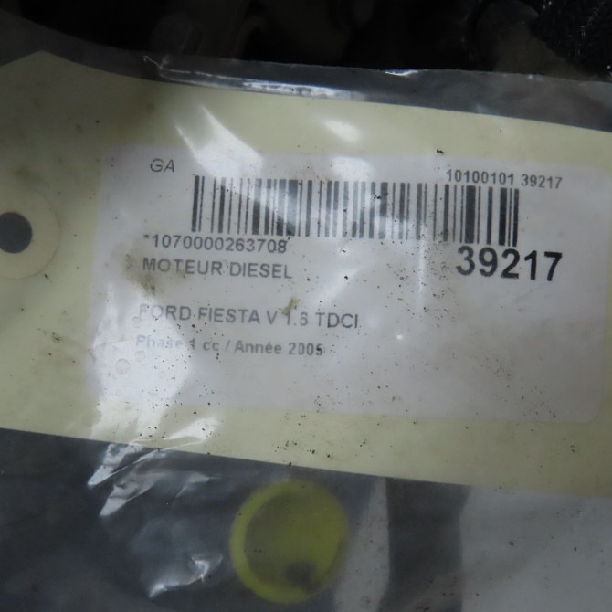 Moteur diesel occasion FORD FIESTA V Phase 1 09-2002->10-2005 1.6 TDCI 1699880 6