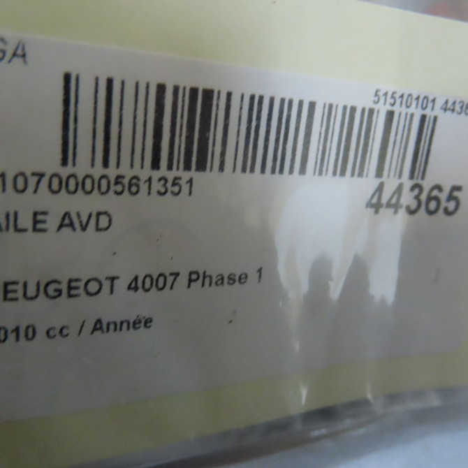 Aile avant droite occasion PEUGEOT 4007 Phase 1 07-2007->03-2013 5