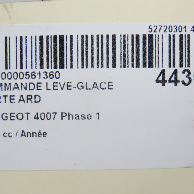 Commande leve-glace porte arrière droite occasion PEUGEOT 4007 Phase 1 07-2007->03-2013 6