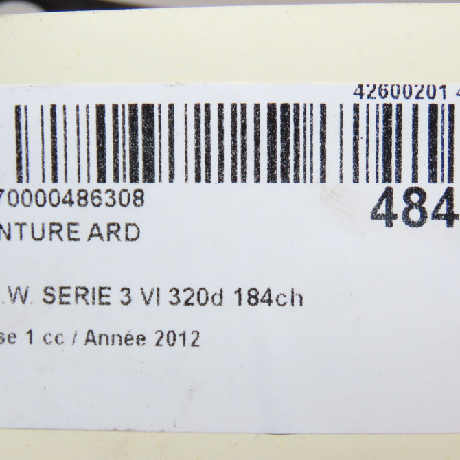 Ceinture arrière droite occasion B.M.W. SERIE 3 VI Phase 1 11-2011->... 320d 184ch 72117259389 6