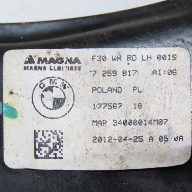 Mecanisme+moteur leve-glace arg occasion B.M.W. SERIE 3 VI Phase 1 11-2011->... 320d 184ch 51357281887 4