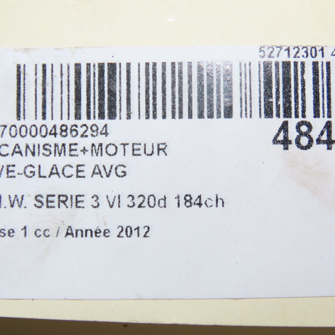 Mecanisme+moteur leve-glace avg occasion B.M.W. SERIE 3 VI Phase 1 11-2011->... 320d 184ch 51337281885 8