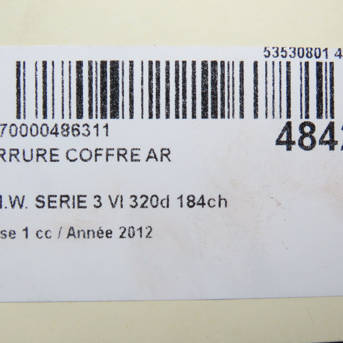 Serrure coffre arrière occasion B.M.W. SERIE 3 VI Phase 1 11-2011->... 320d 184ch 51247191212 6