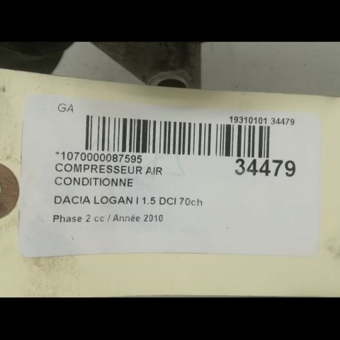 Compresseur air conditionne occasion DACIA LOGAN I Phase 2 07-2008->12-2012 1.5 DCI 70ch 8201025121 4