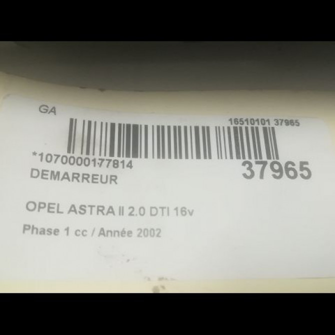 Démarreur occasion OPEL ASTRA II Phase 1 04-1998->09-2004 2.0 DTI 16v 100ch 93171526 4