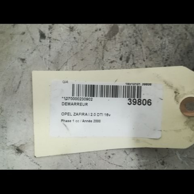 Démarreur occasion OPEL ZAFIRA I Phase 1 03-1999->07-2005 2.0 DTI 16v 100ch 93171526 5