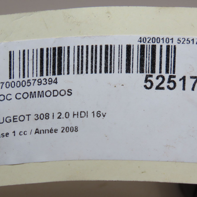 Bloc commodos occasion PEUGEOT 308 I Phase 1 09-2007->03-2011 2.0 HDI 16v 136ch 98070057XT 7