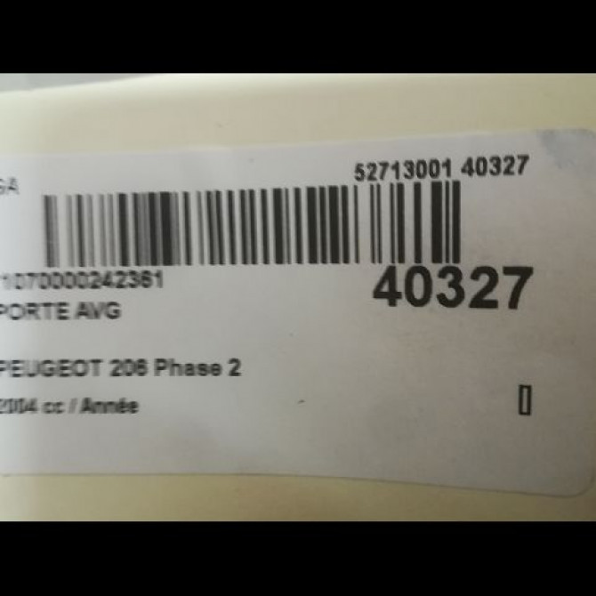 Porte avant gauche occasion PEUGEOT 206 Phase 2 02-2003->02-2009 9002K5 3