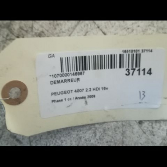 Démarreur occasion PEUGEOT 4007 Phase 1 07-2007->03-2013 2.2 HDI 16v 5802FJ 3