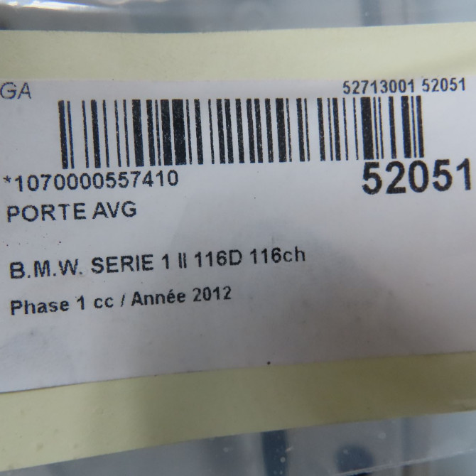 Porte avant gauche occasion B.M.W. SERIE 1 II Phase 1 08-2011->06-2015 116D 116ch 41009628759 5