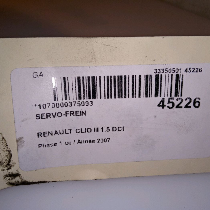 Servo-frein occasion RENAULT CLIO III Phase 1 09-2005->03-2009 1.5 DCI 70ch 7701208837 4