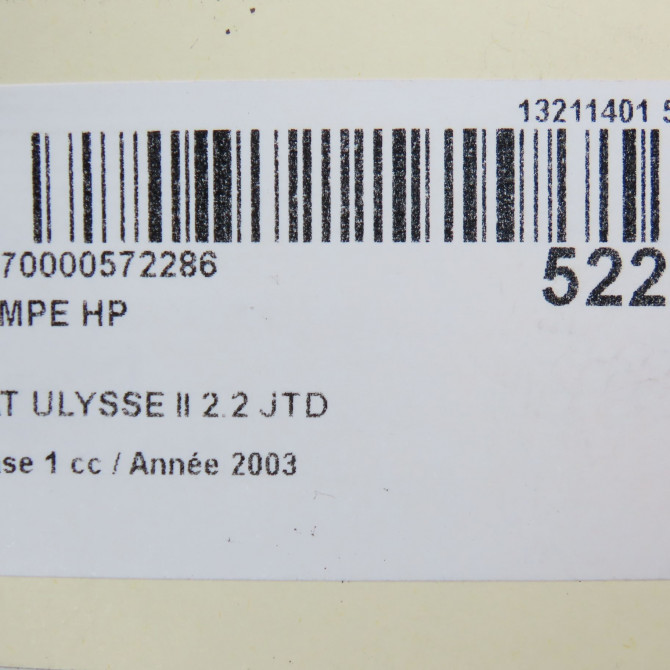 Pompe hp occasion FIAT ULYSSE II Phase 1 09-2002->06-2010 2.2 JTD 9627663980 7