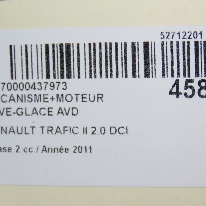 Mecanisme + moteur lève-glace avant droit occasion RENAULT TRAFIC II Phase 2 08-2006->... 2.0 DCI 115ch 7700311821 6