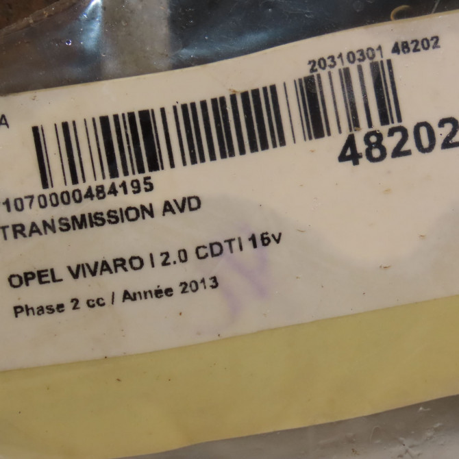 Transmission avant droite occasion OPEL VIVARO I Phase 2 08-2006->... 2.0 CDTI 16v 90ch 93454307 3