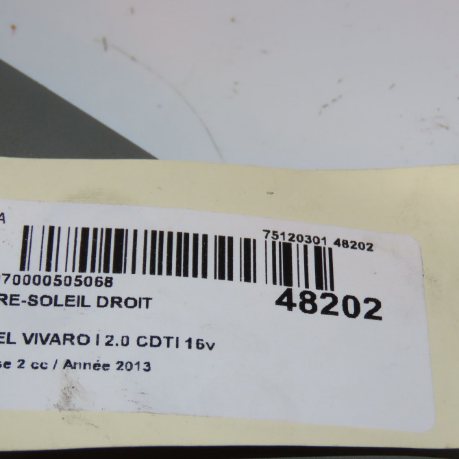 Pare-soleil droit occasion OPEL VIVARO I Phase 2 08-2006->... 2.0 CDTI 16v 90ch 93198047 3